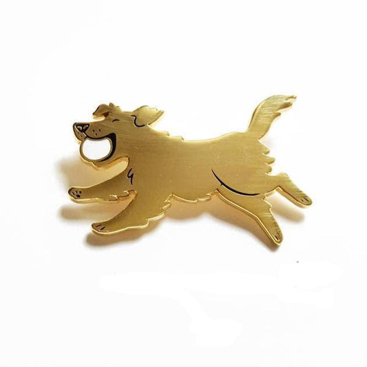 Golden Retriever lapel pin on a white background