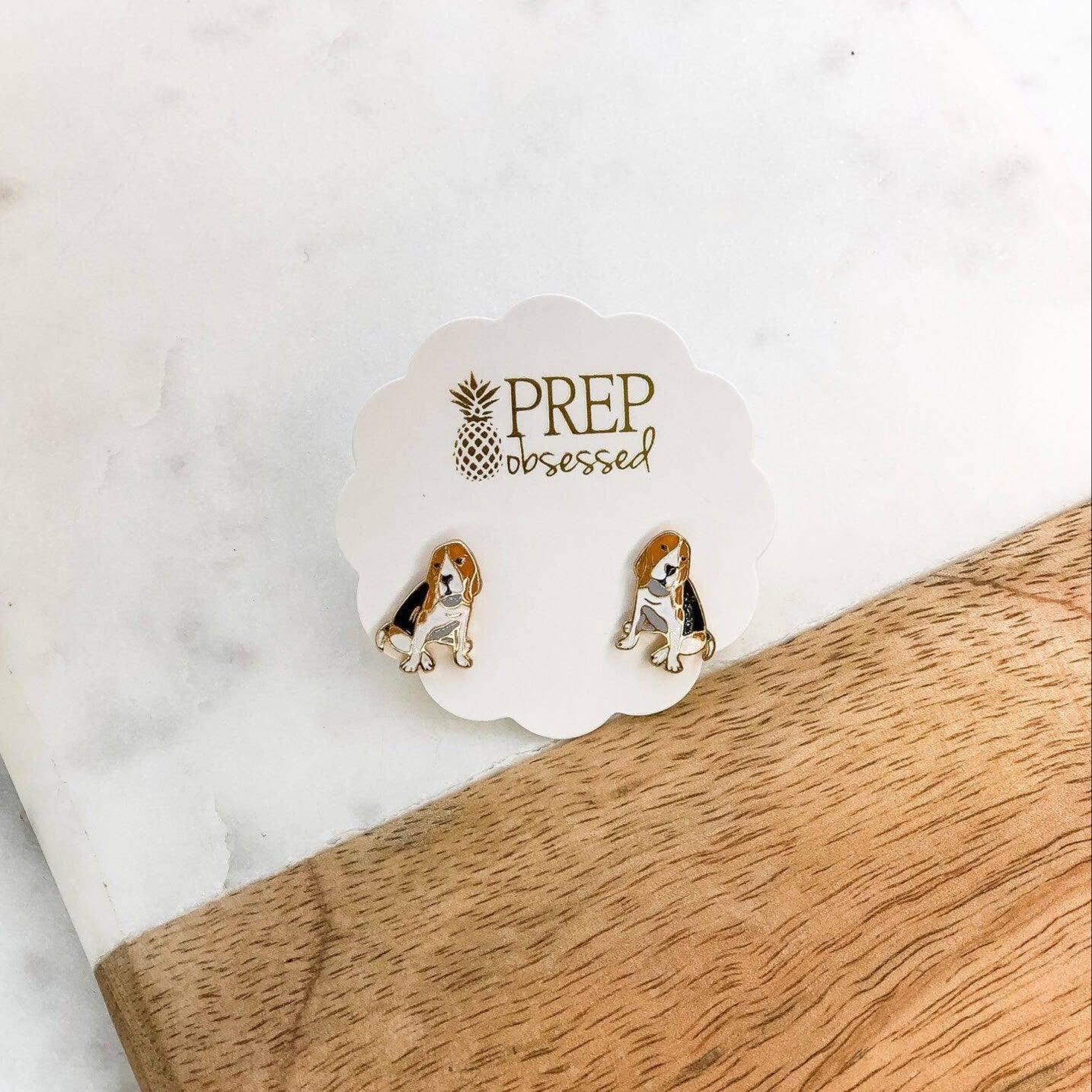 Hound Signature Enamel Stud Earrings