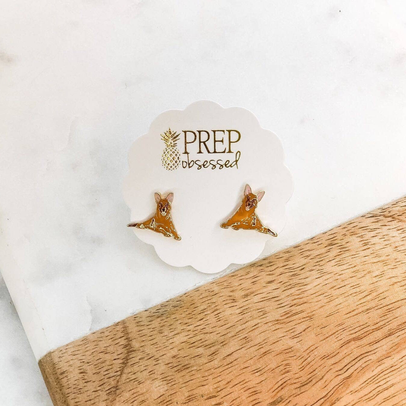 German Shepherd Pet Enamel Stud Earrings