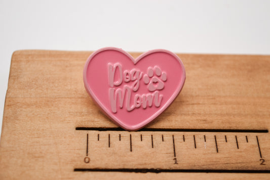 Pink Heart Dog Mom Enamel Pin