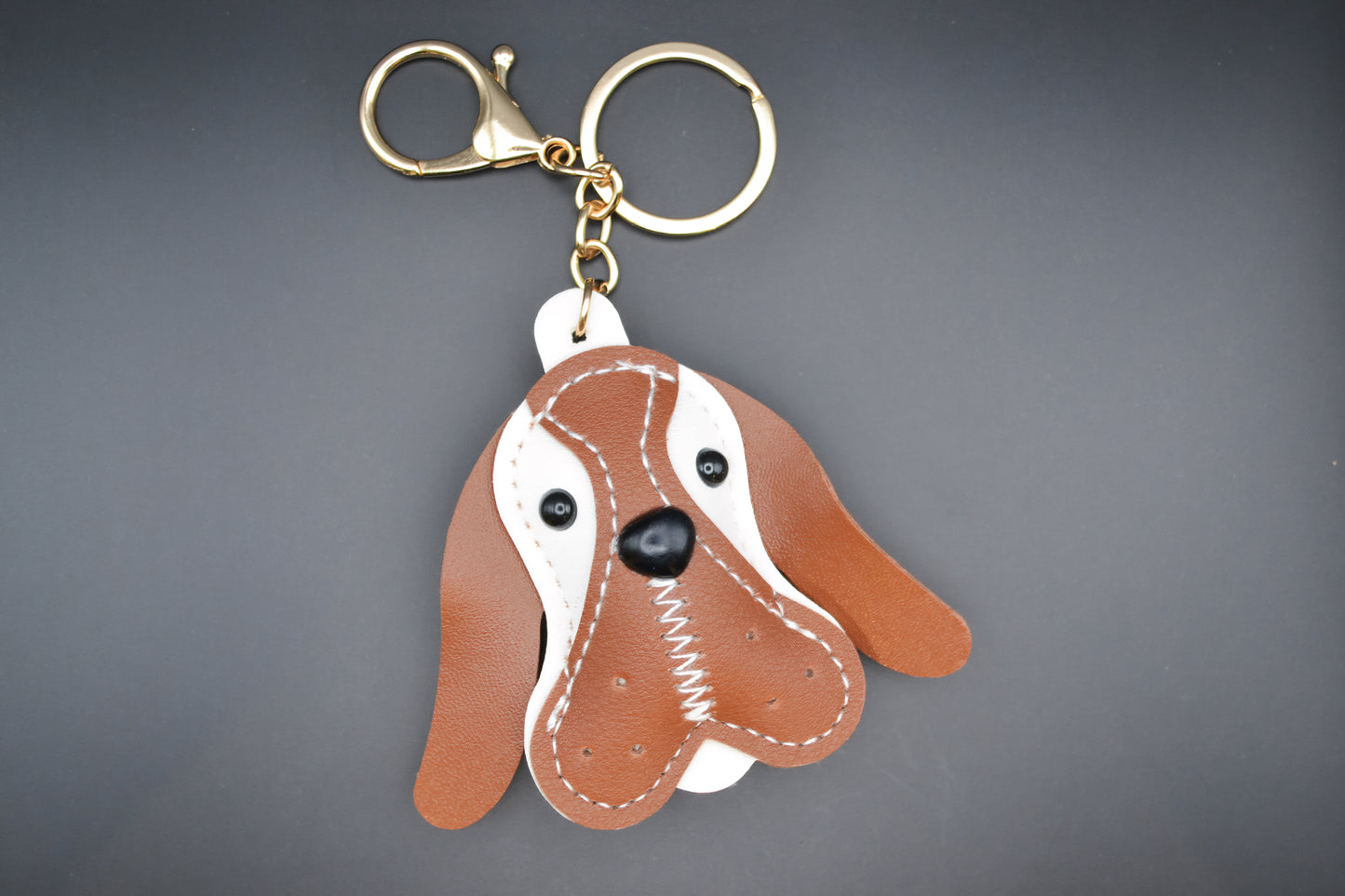 Leather Basset Hound Keychain