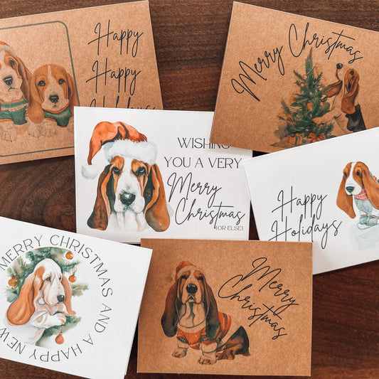 Basset Hound Christmas Card Set