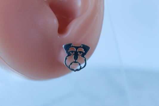 Silver Schnauzer Stud Earrings