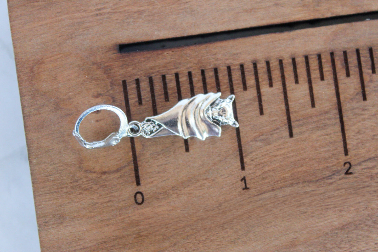 Bat Drop Earrings - Silver Halloween