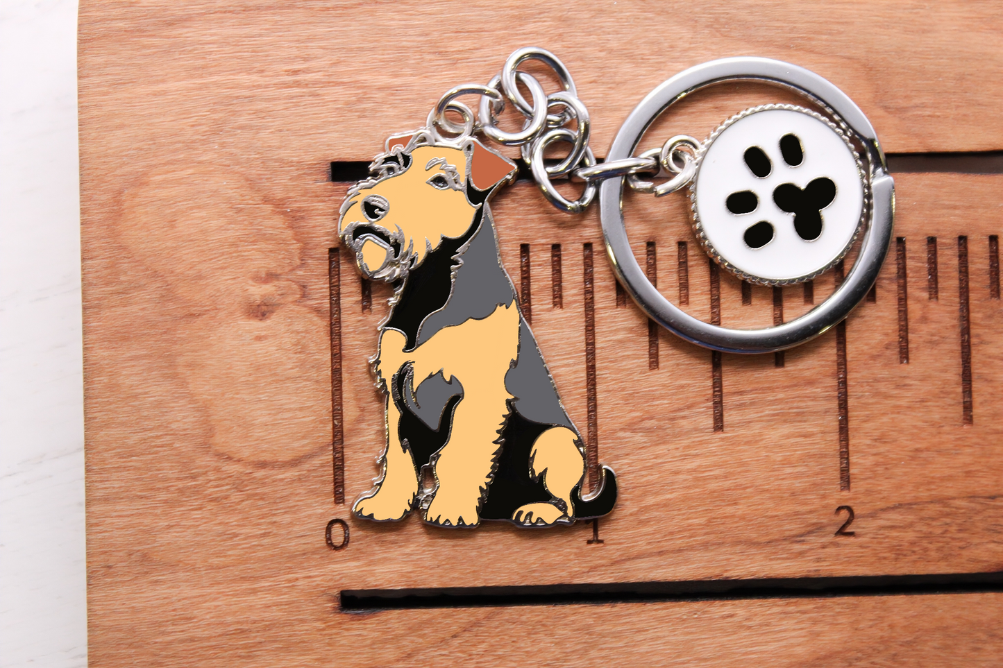 Airedale Enamel Keychain