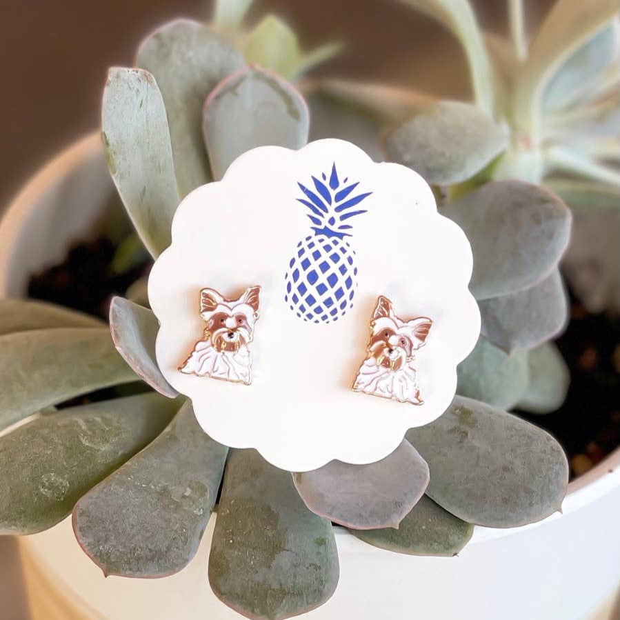 Yorkshire Terrier Enamel Stud Earrings