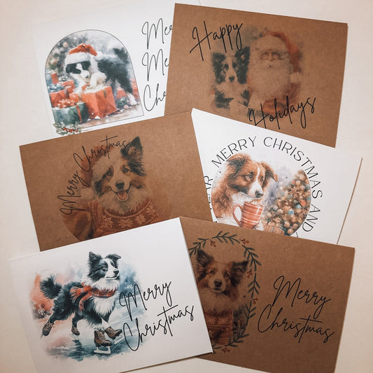 Border Collie Christmas Card Set of 6, 12, or 24