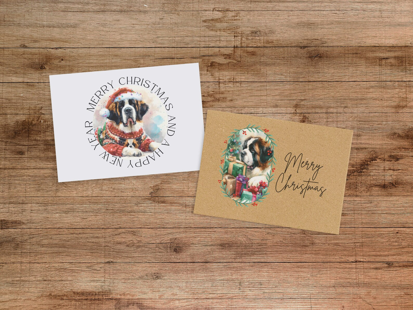 Saint Bernard Christmas Greeting Cards Set of 6, 12, or 24