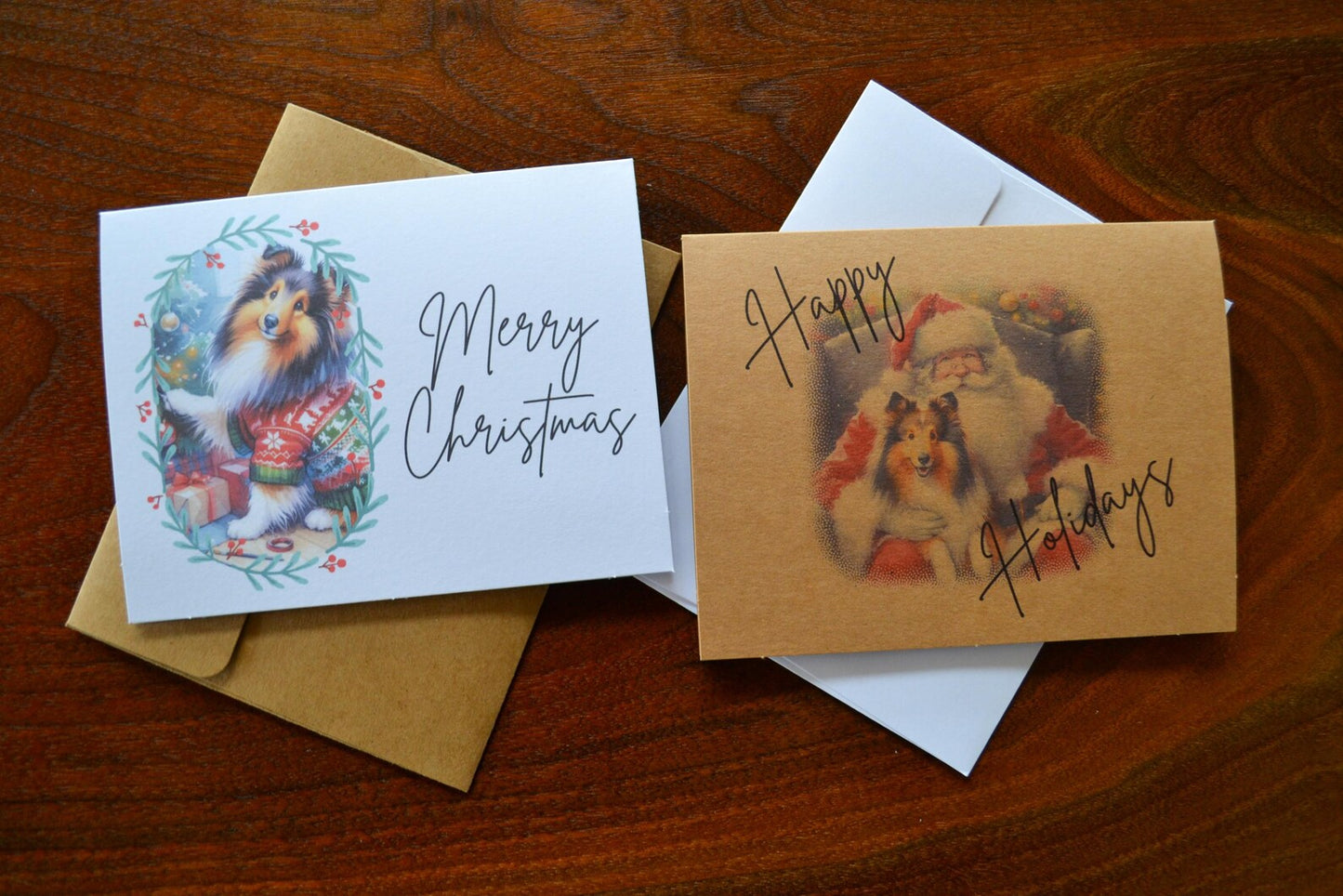 Sheltie Christmas Greeting Cards Set of 6, 12, or 24 (Shetland Sheepdog)