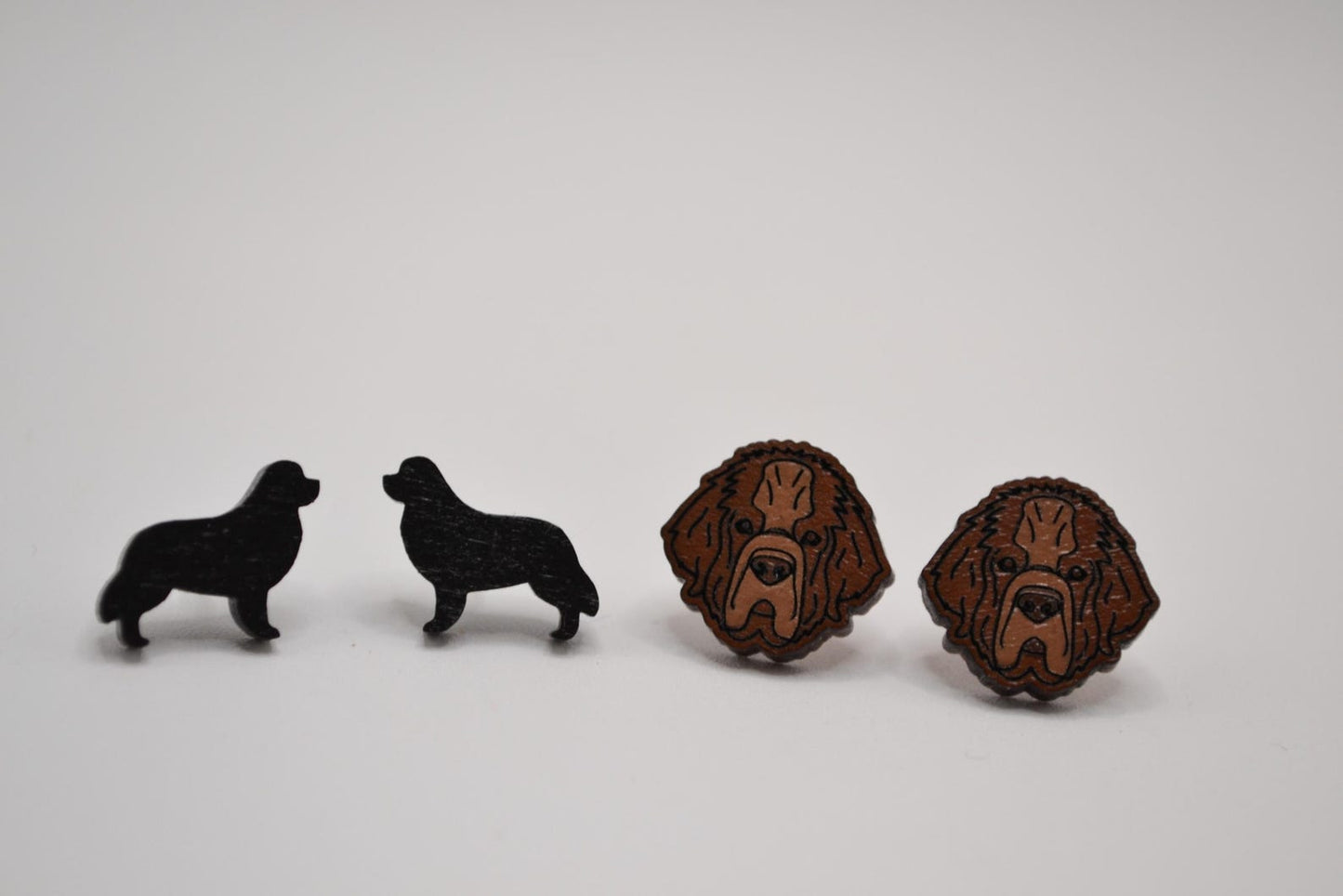 Newfoundland Stud Earrings - Wooden - Hand Painted