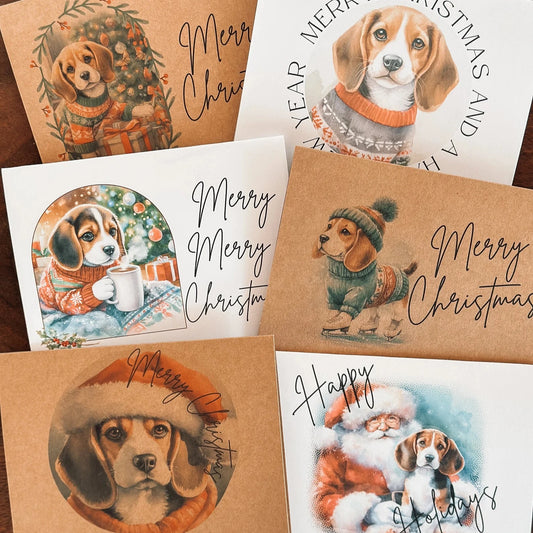 Beagle Christmas Card Set of 6, 12, or 24