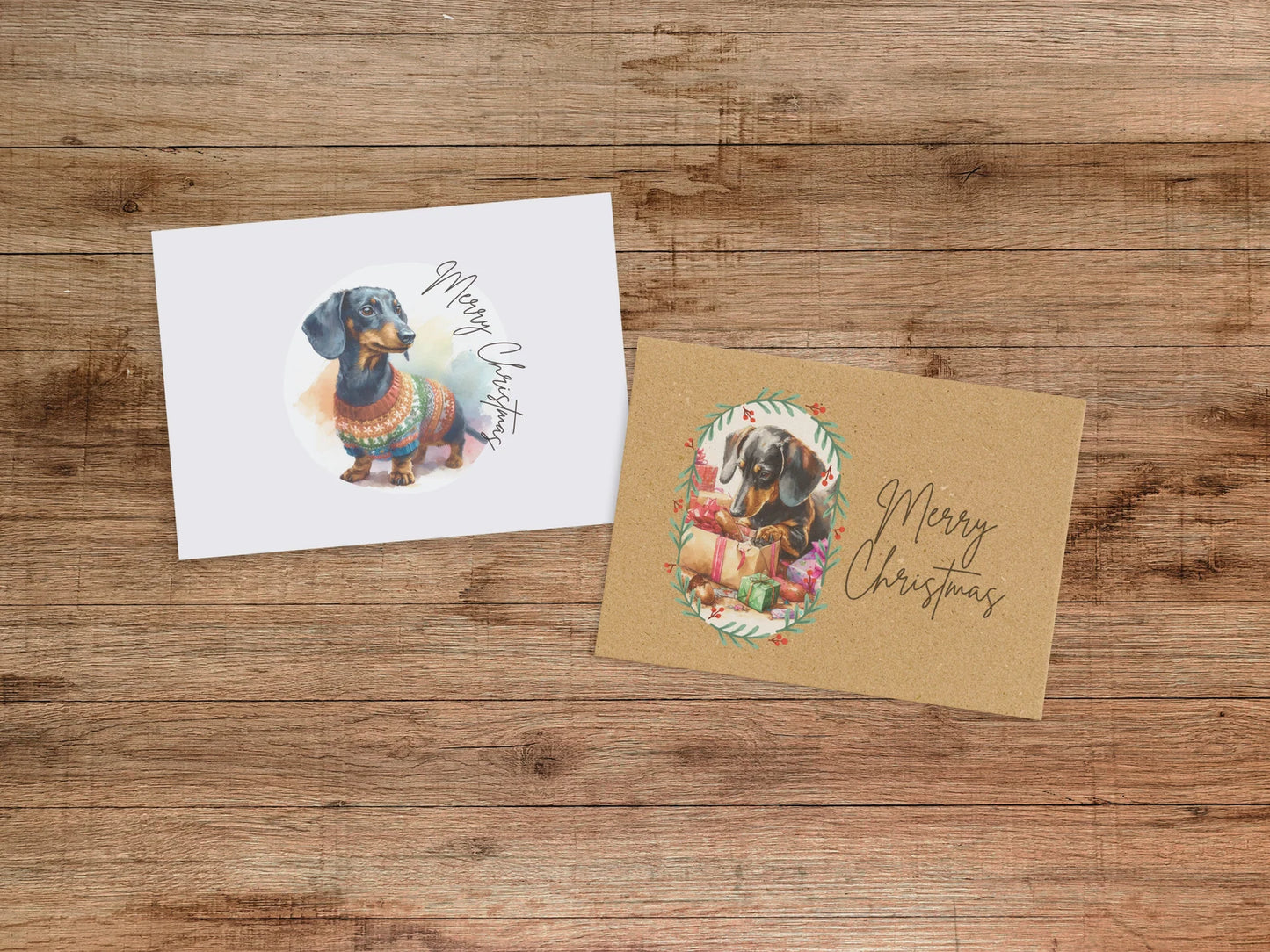 Dachshund Christmas Greeting Cards Set of 6, 12, or 24