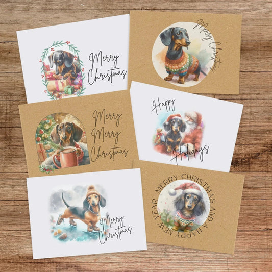 Dachshund Christmas Greeting Cards Set of 6, 12, or 24