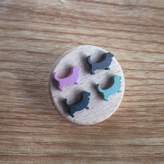 Basset Hound Stud Earrings - Wooden - Hand Painted