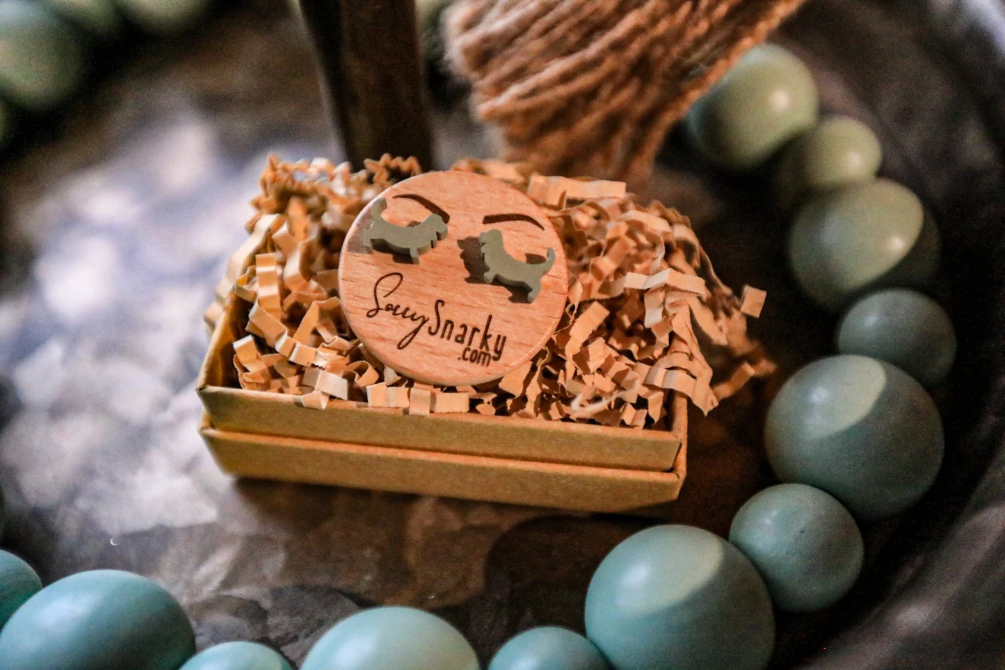 Basset Hound Stud Earrings - Wooden - Hand Painted