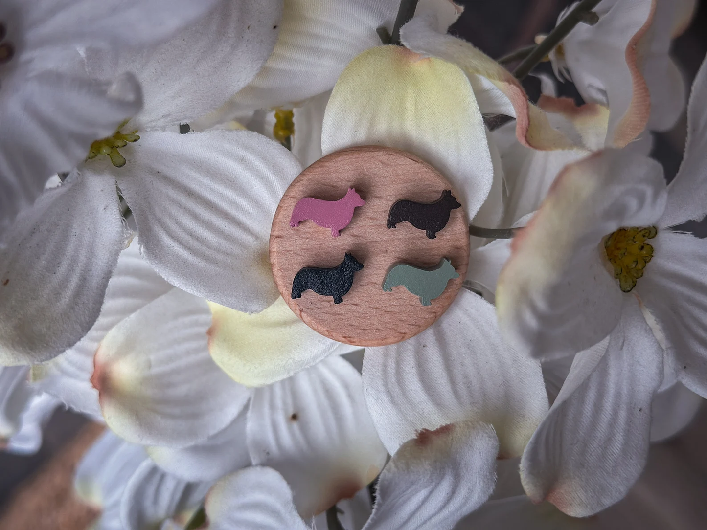Corgi Stud Earrings - Wooden - Hand Painted