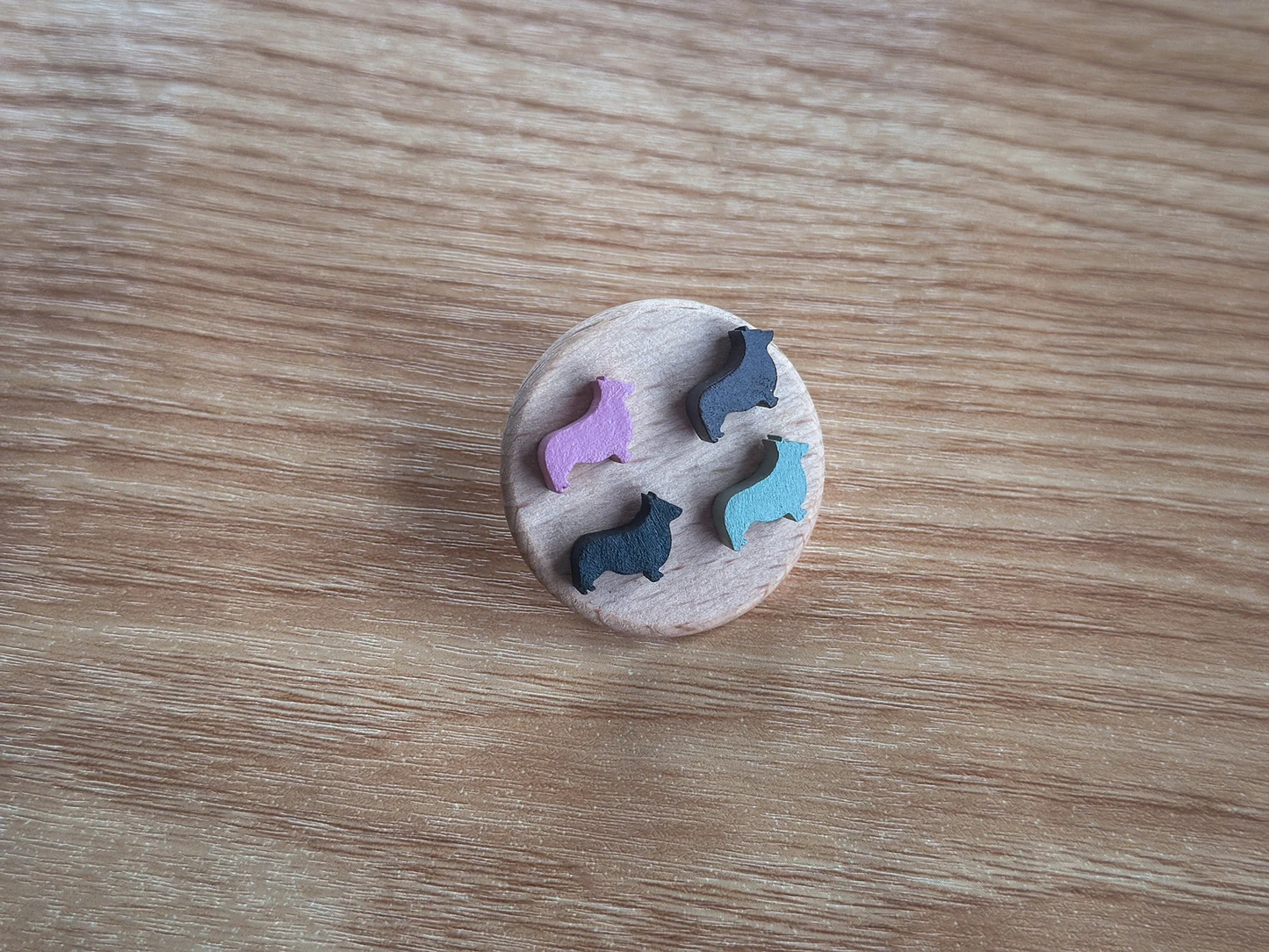 Corgi Stud Earrings - Wooden - Hand Painted