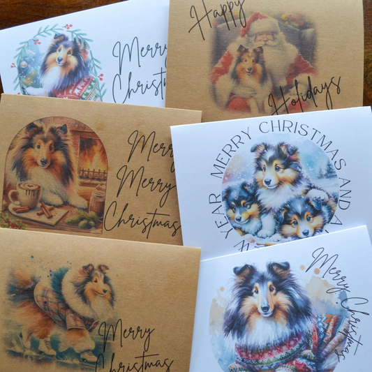 Sheltie Christmas Greeting Cards Set of 6, 12, or 24 (Shetland Sheepdog)