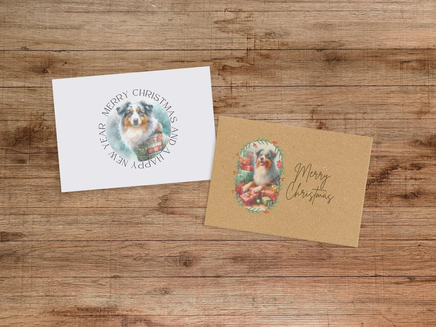 Australian Shepherd Christmas Card Set of 6, 12, or 24