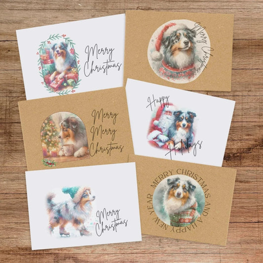 Australian Shepherd Christmas Card Set of 6, 12, or 24