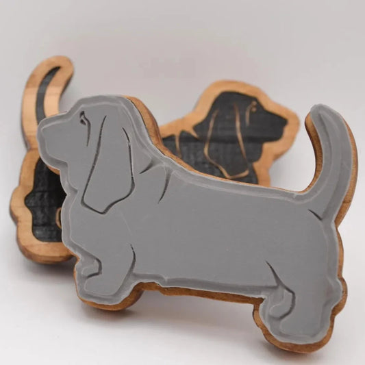 Basset Hound Rubber Stamp - Handmade - 2 inch - 3 inch