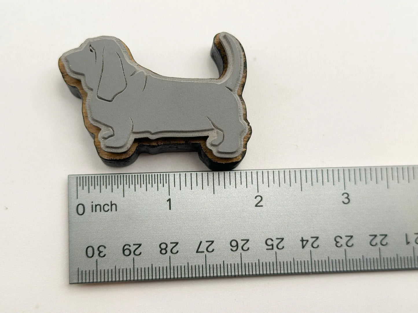 Basset Hound Rubber Stamp - Handmade - 2 inch - 3 inch
