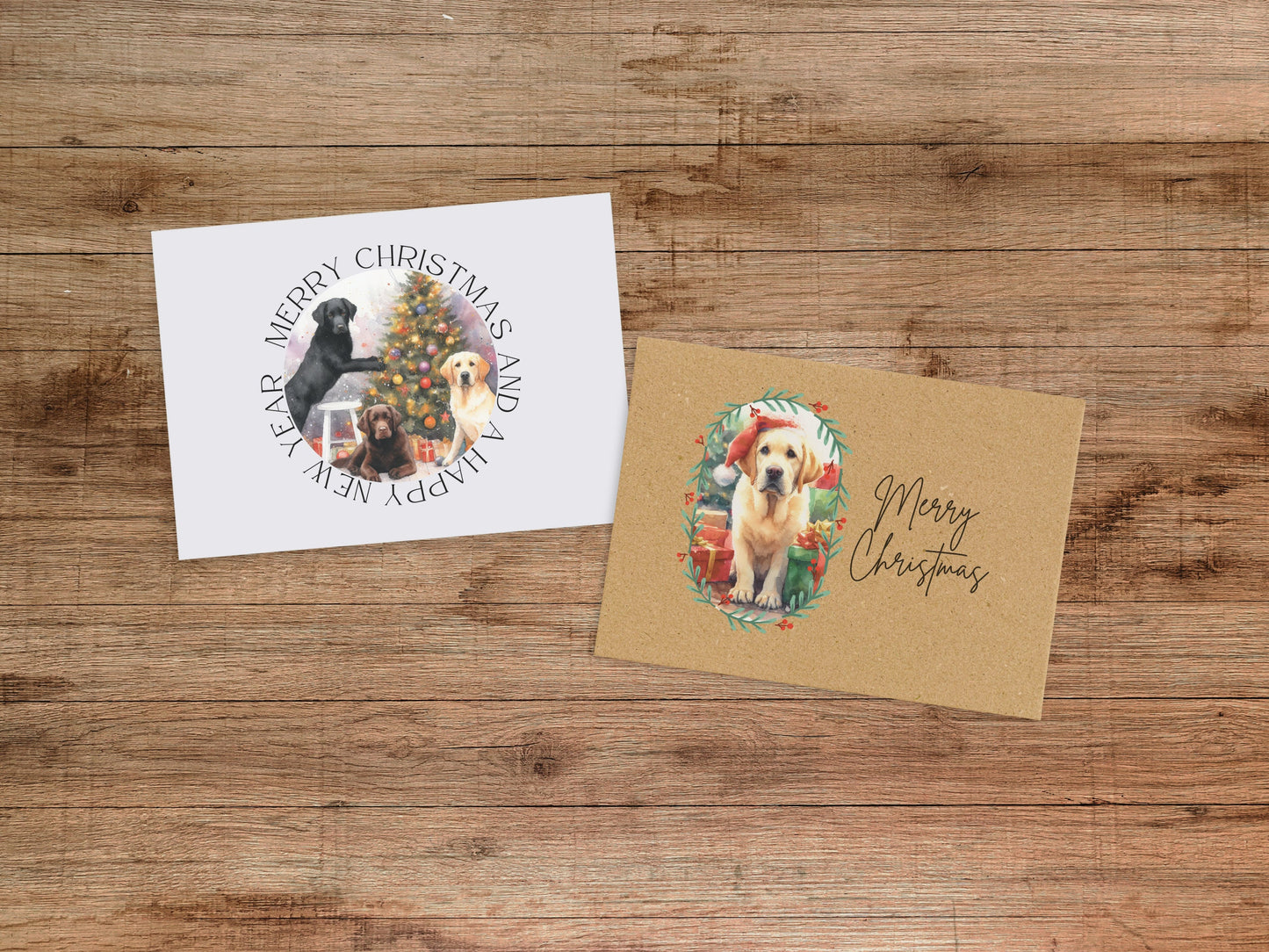 Labrador Christmas Card Set of 6 or 12 - Holiday Greeting Card Blank Inside Dog Puppy Lab Retriever