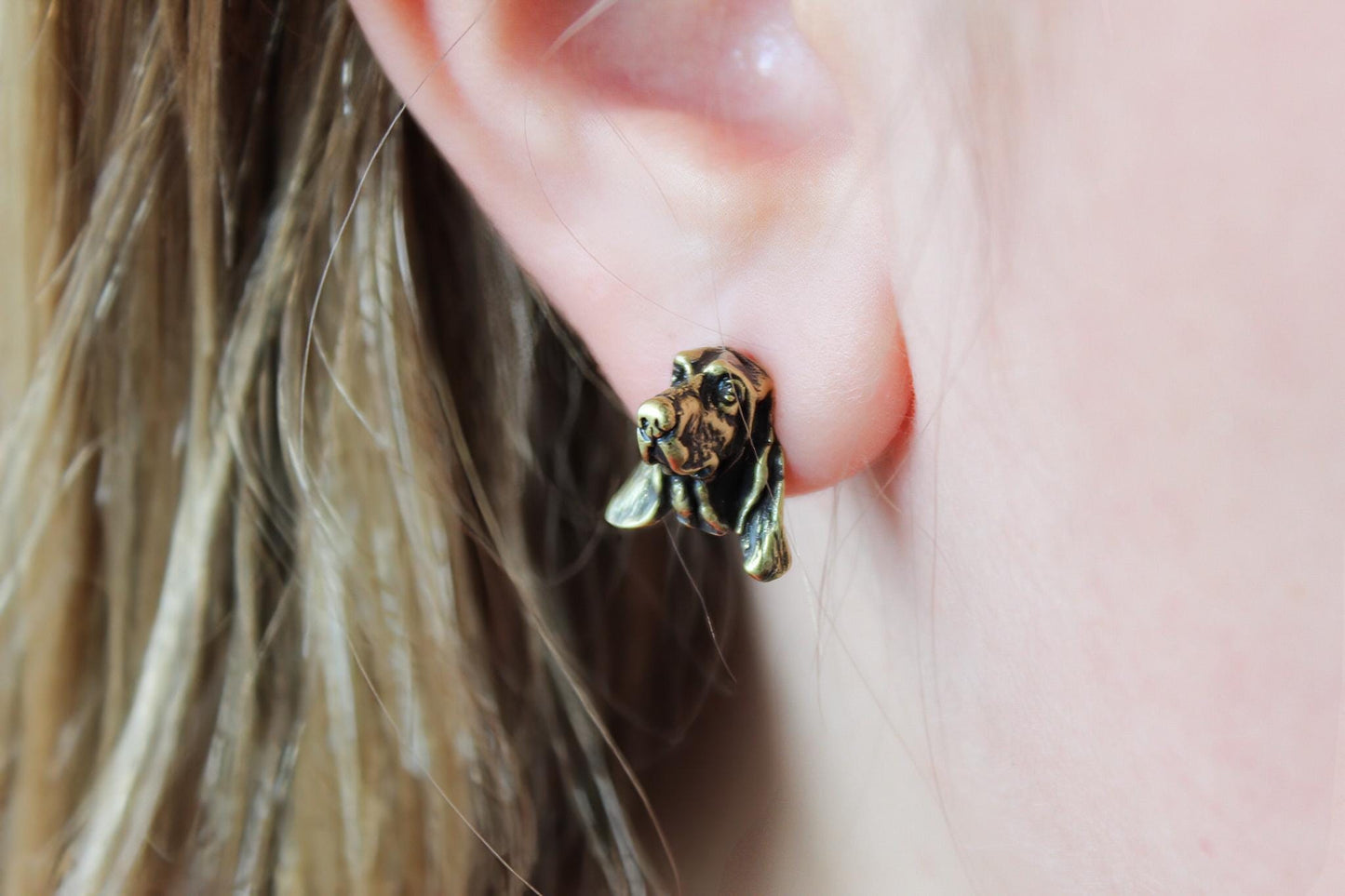 Basset Hound Metal Stud Earrings
