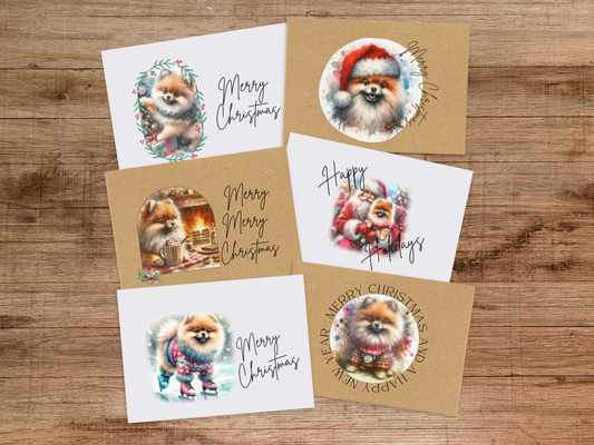 Pomeranian Christmas Card Set of 6, 12, or 24