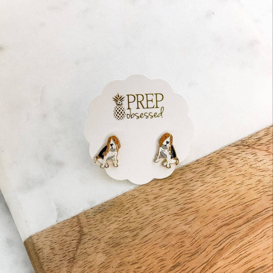 Hound Signature Enamel Stud Earrings