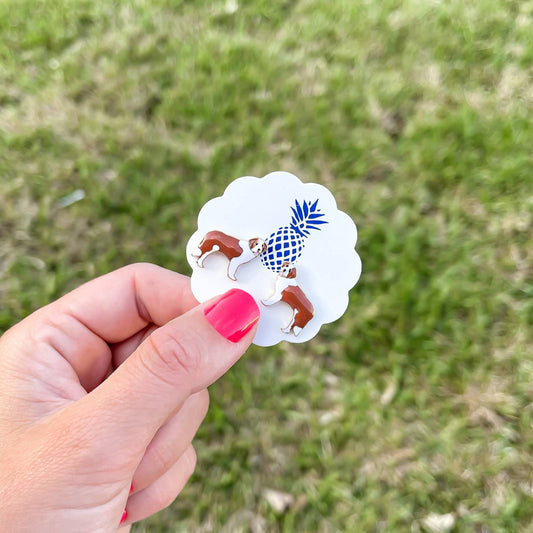 Saint Bernard Enamel Stud Earrings