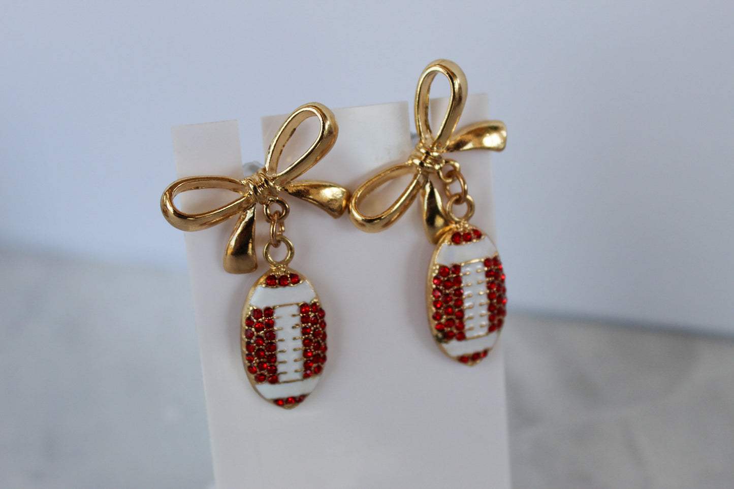 Football & Ribbon Drop Earrings
