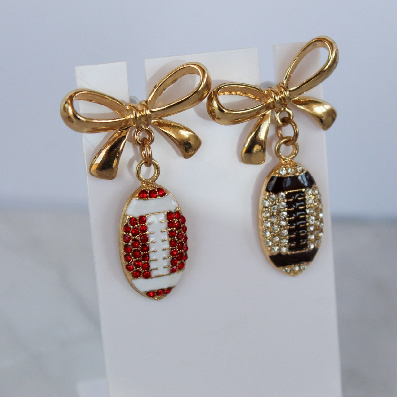 Football & Ribbon Drop Earrings