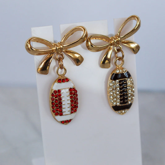 Football & Ribbon Drop Earrings