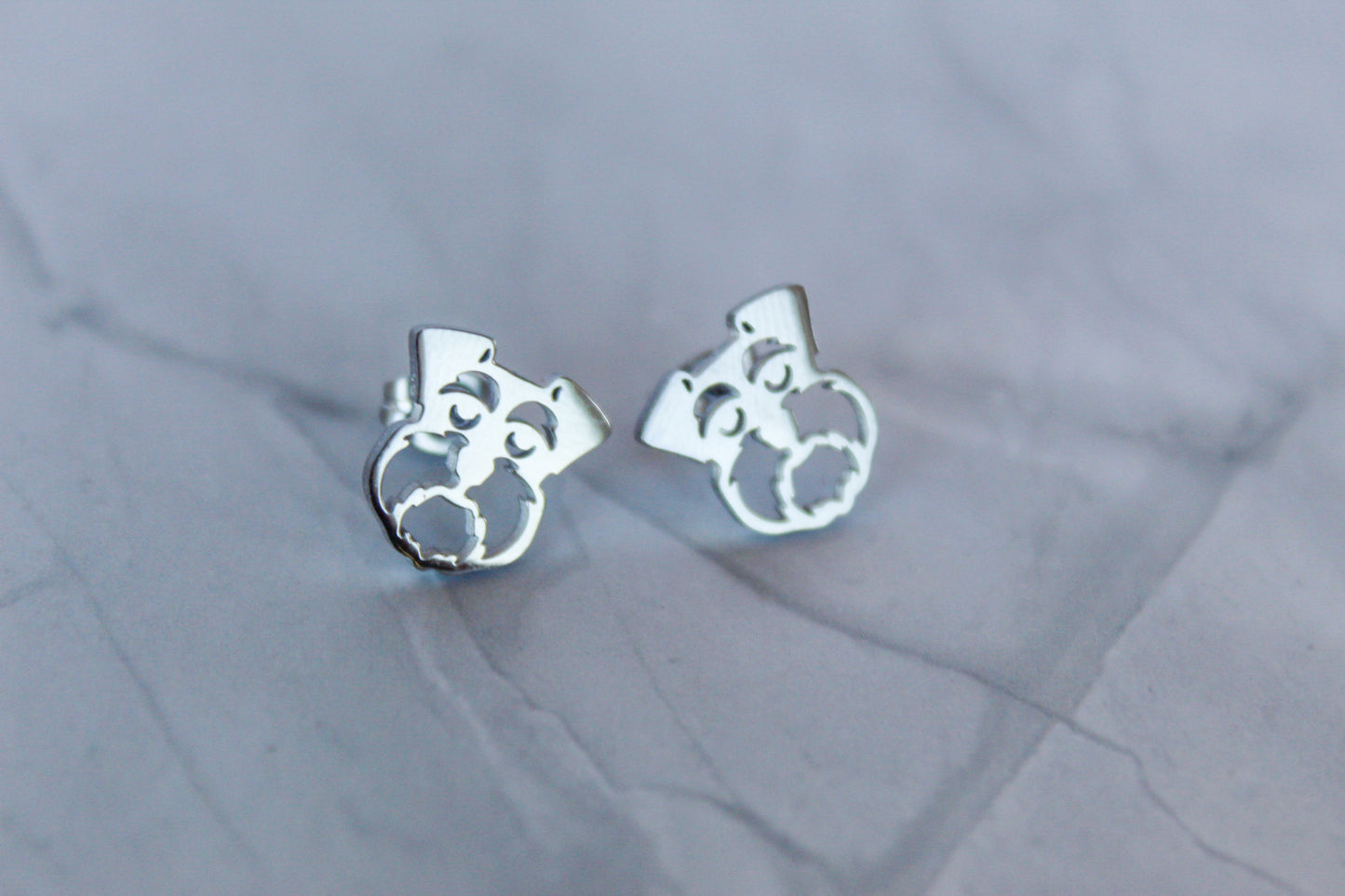 Silver Schnauzer Stud Earrings