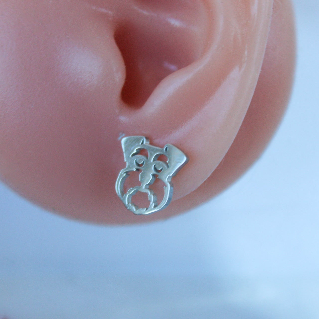 Silver Schnauzer Stud Earrings