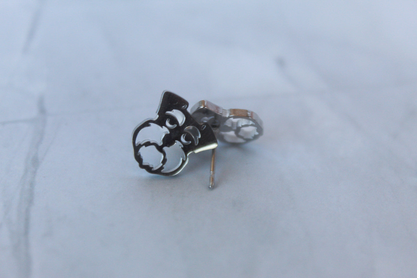 Silver Schnauzer Stud Earrings