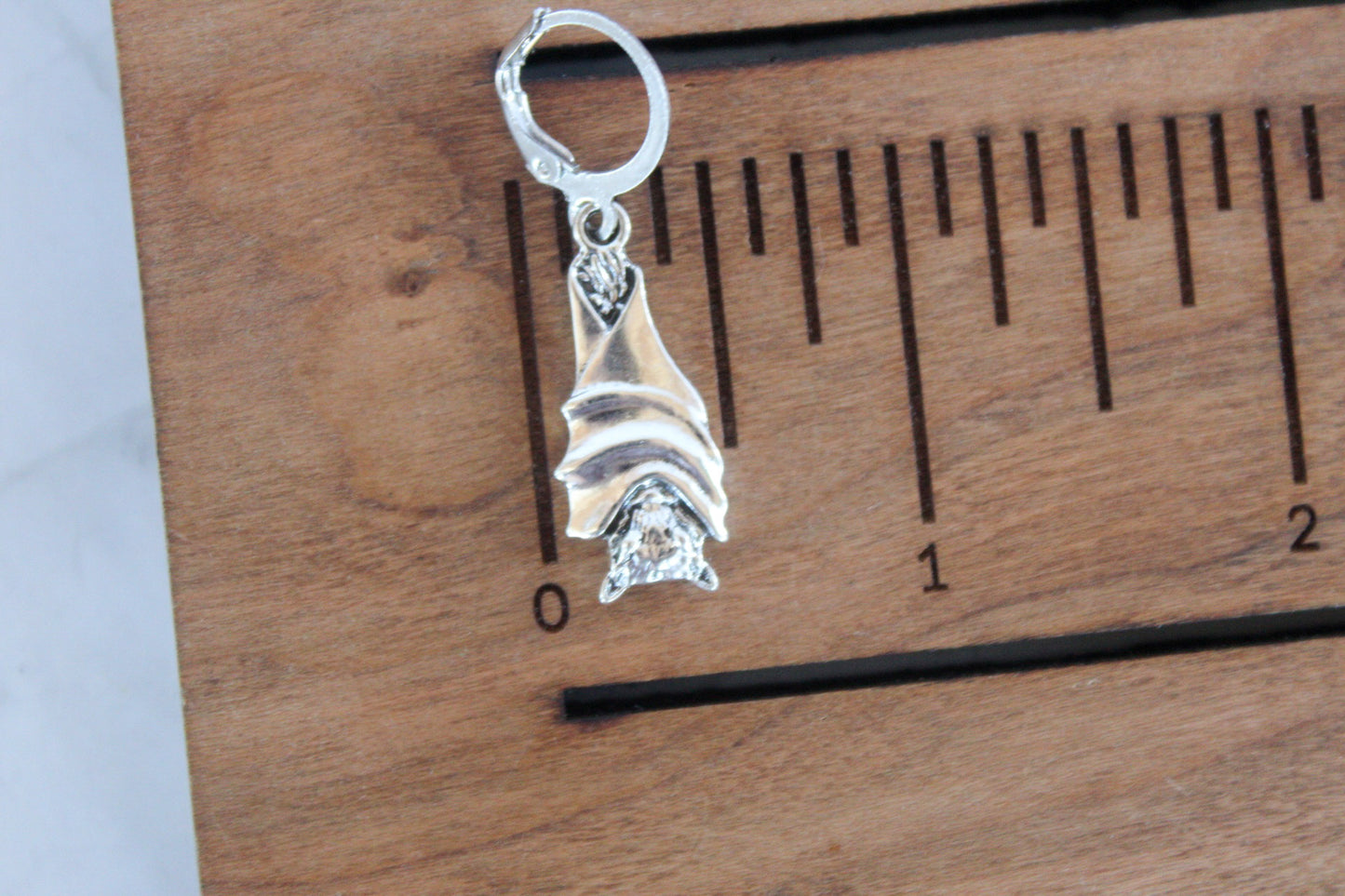 Bat Drop Earrings - Silver Halloween