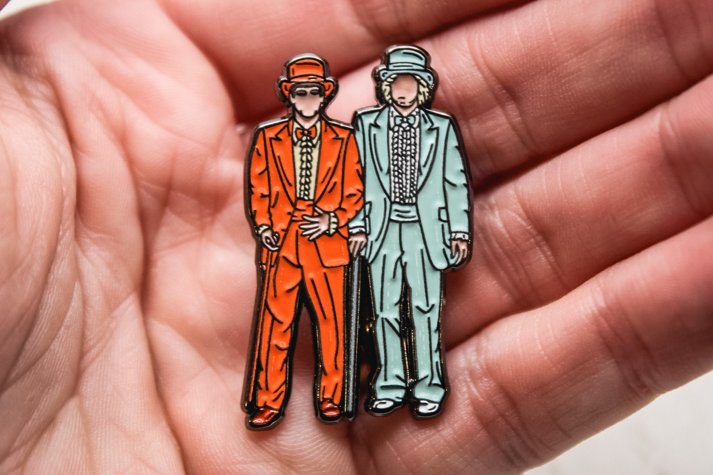 Dumb and Dumber Orange and Blue Suits Enamel Pin
