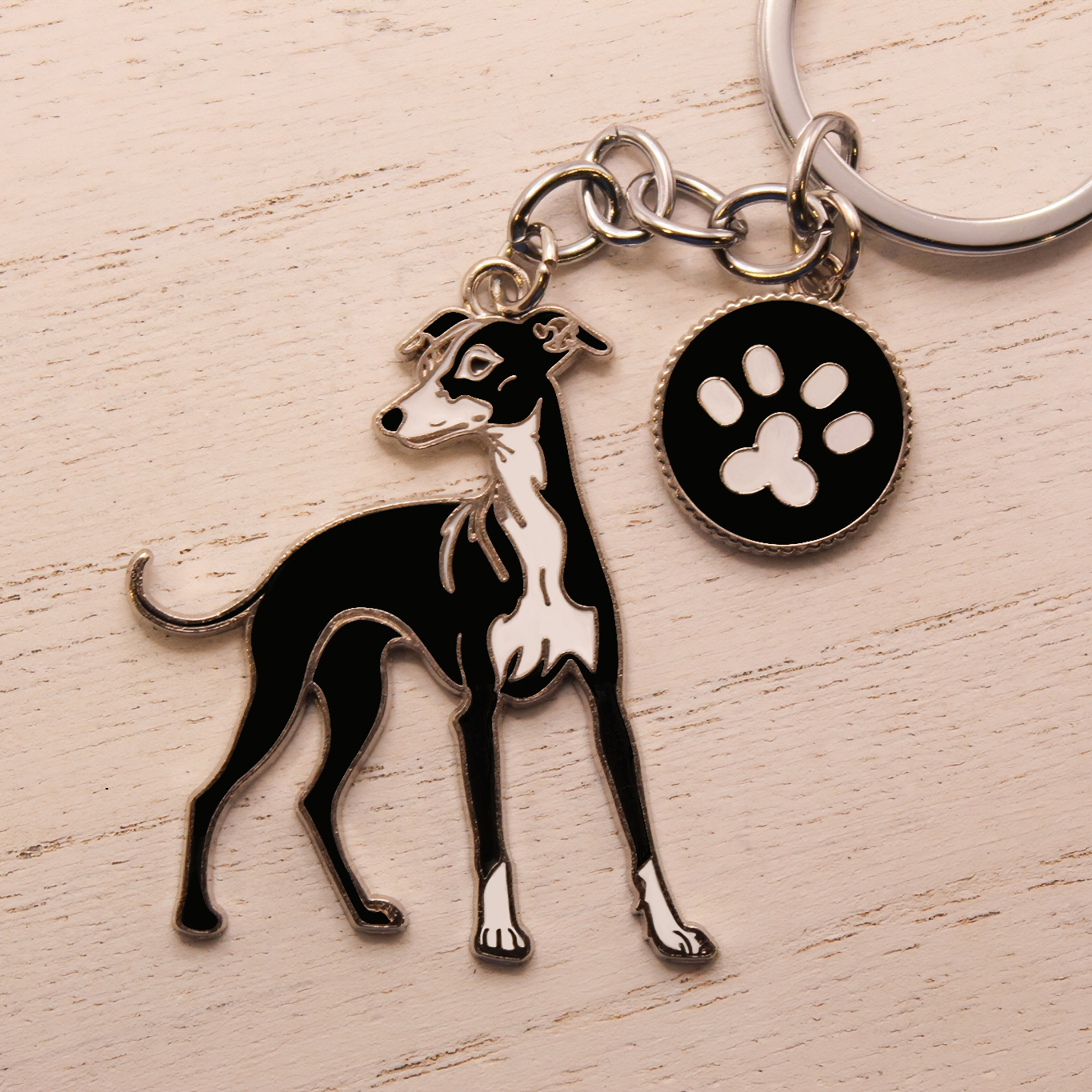 Greyhound Enamel & Metal Keychain