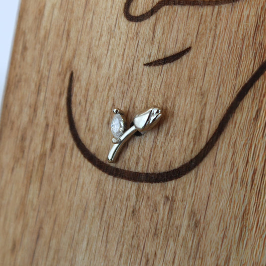 Minimalist Rose Flower Stud Earrings - Silver or Gold