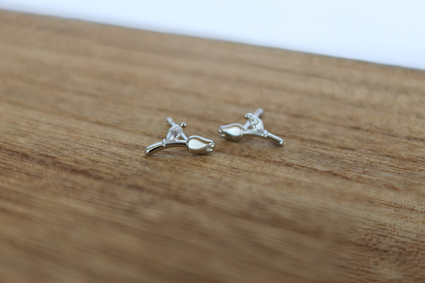 Minimalist Rose Flower Stud Earrings - Silver or Gold