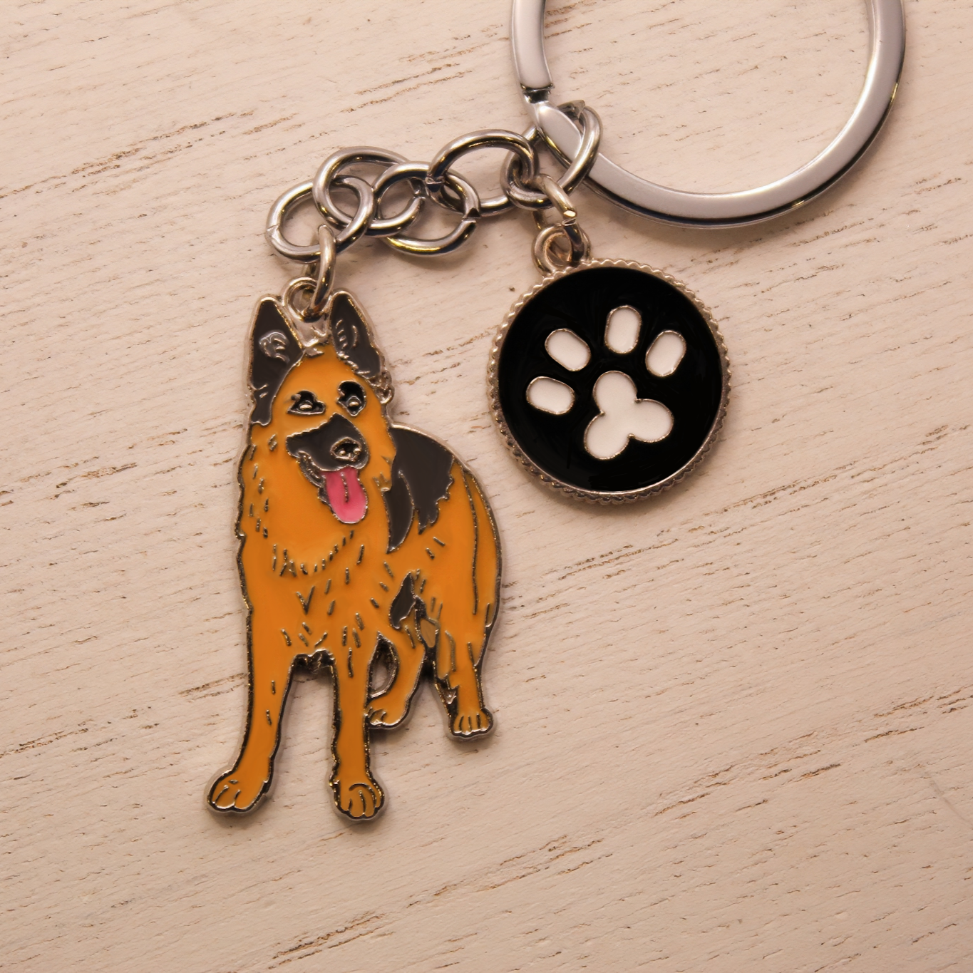 German Shepherd Enamel & Metal Keychain