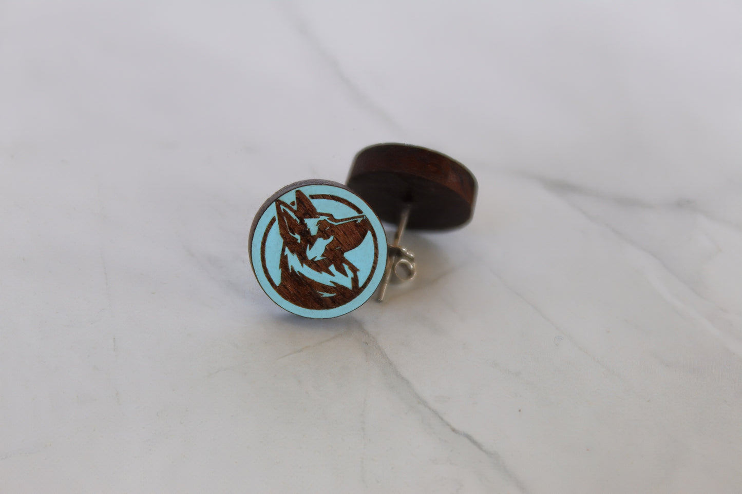 German Shepherd Stud Earrings - Wooden - Hand Painted