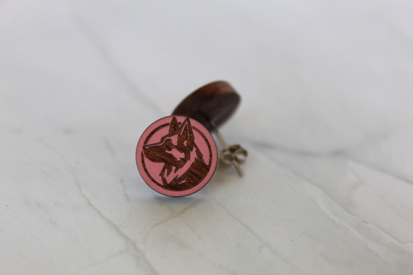 German Shepherd Stud Earrings - Wooden - Hand Painted