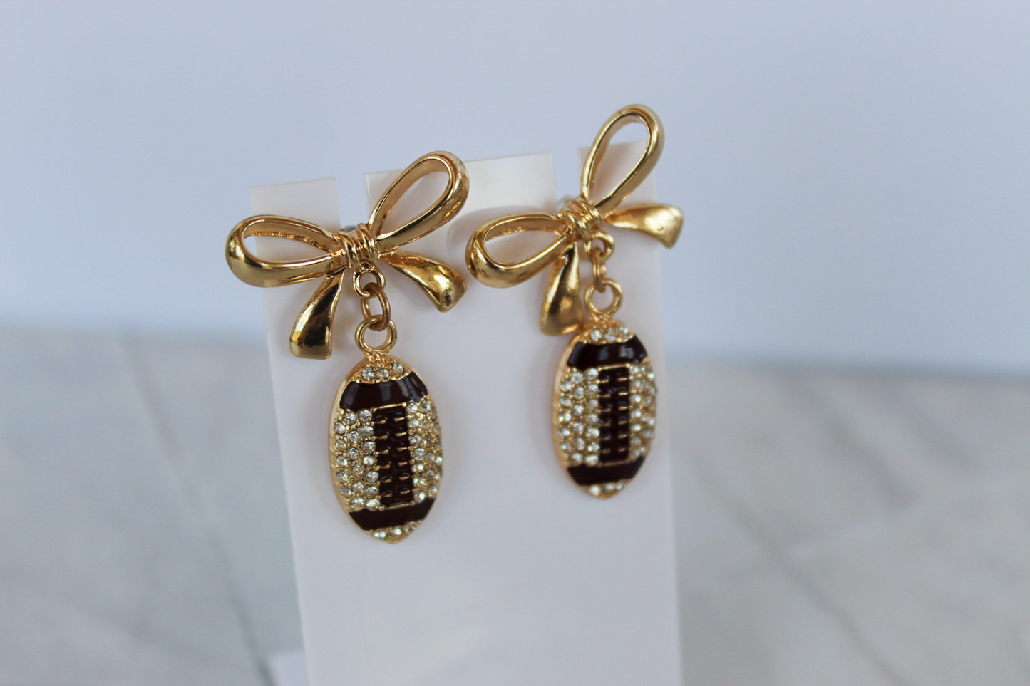 Football & Ribbon Drop Earrings