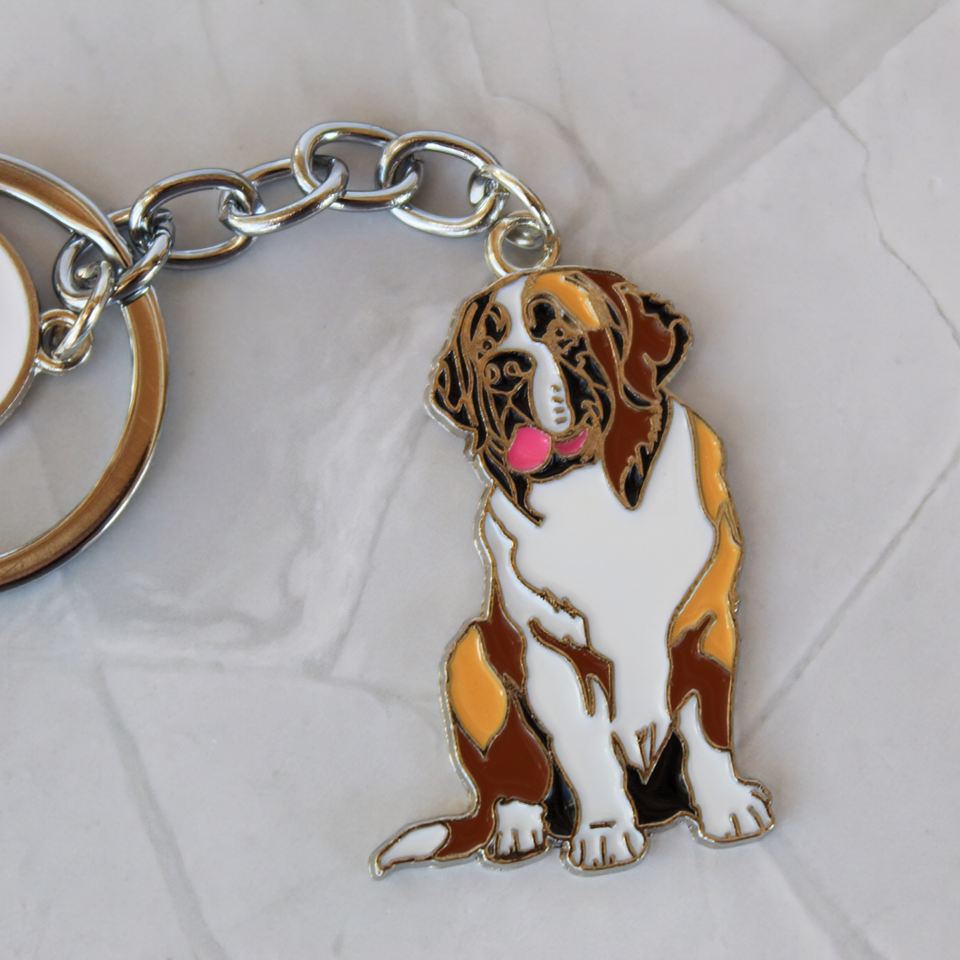 Saint Bernard Enamel & Metal Keychain
