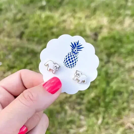 Bulldog Enamel Stud Earrings