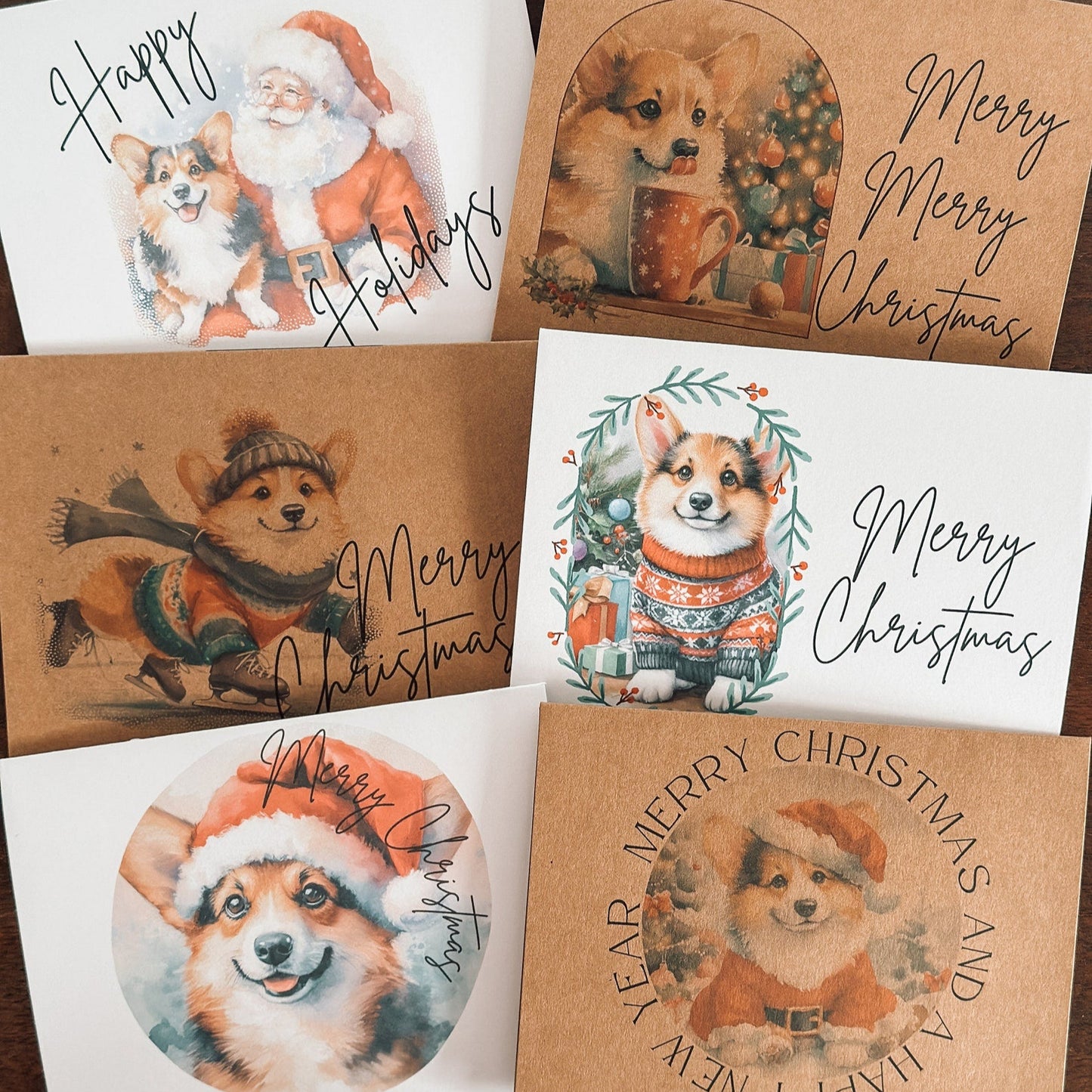 Corgi Christmas Greeting Cards Set of 6, 12, or 24