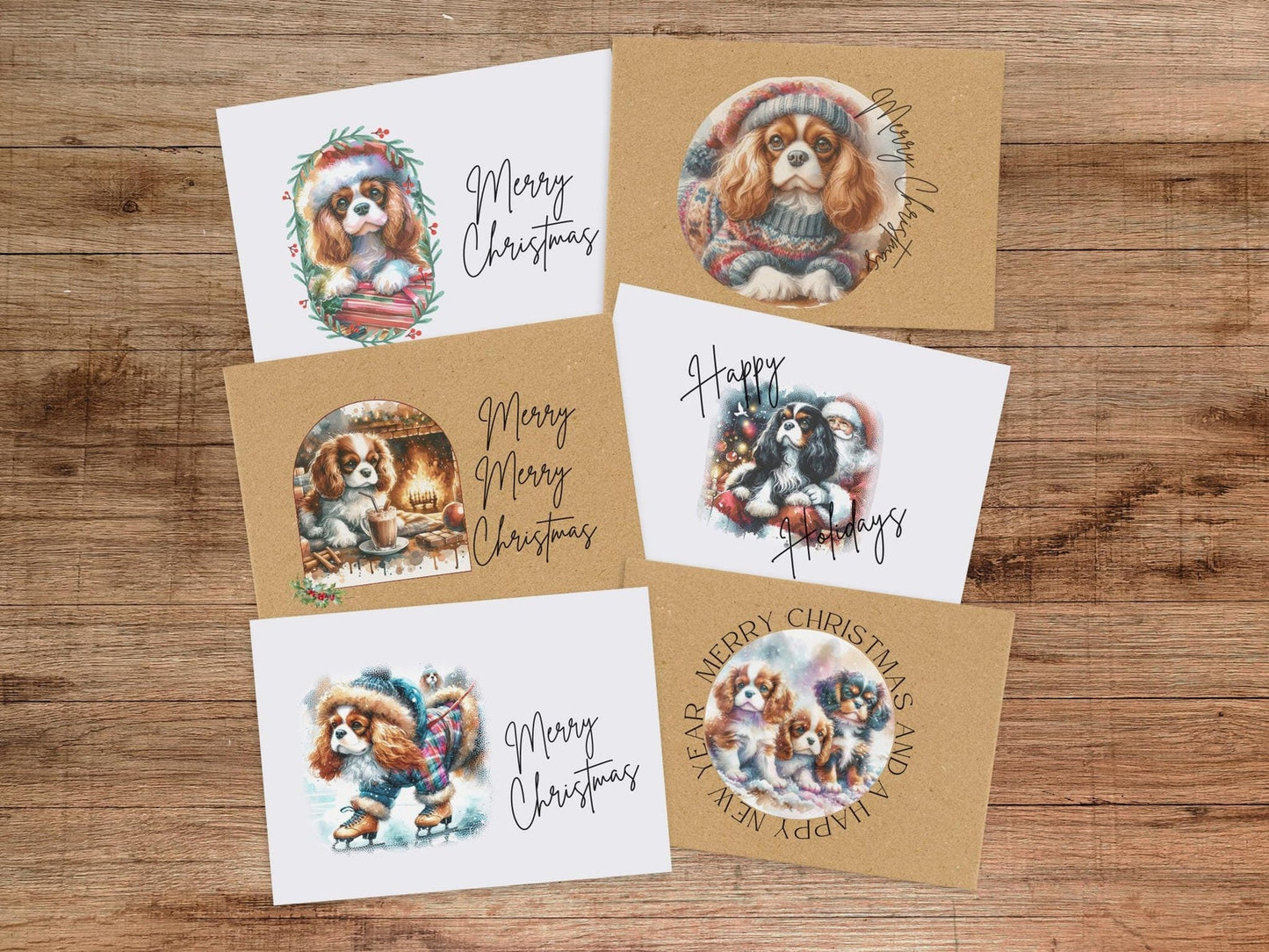 Cavalier King Charles Spaniel Christmas Greeting Cards Set of 6, 12, or 24